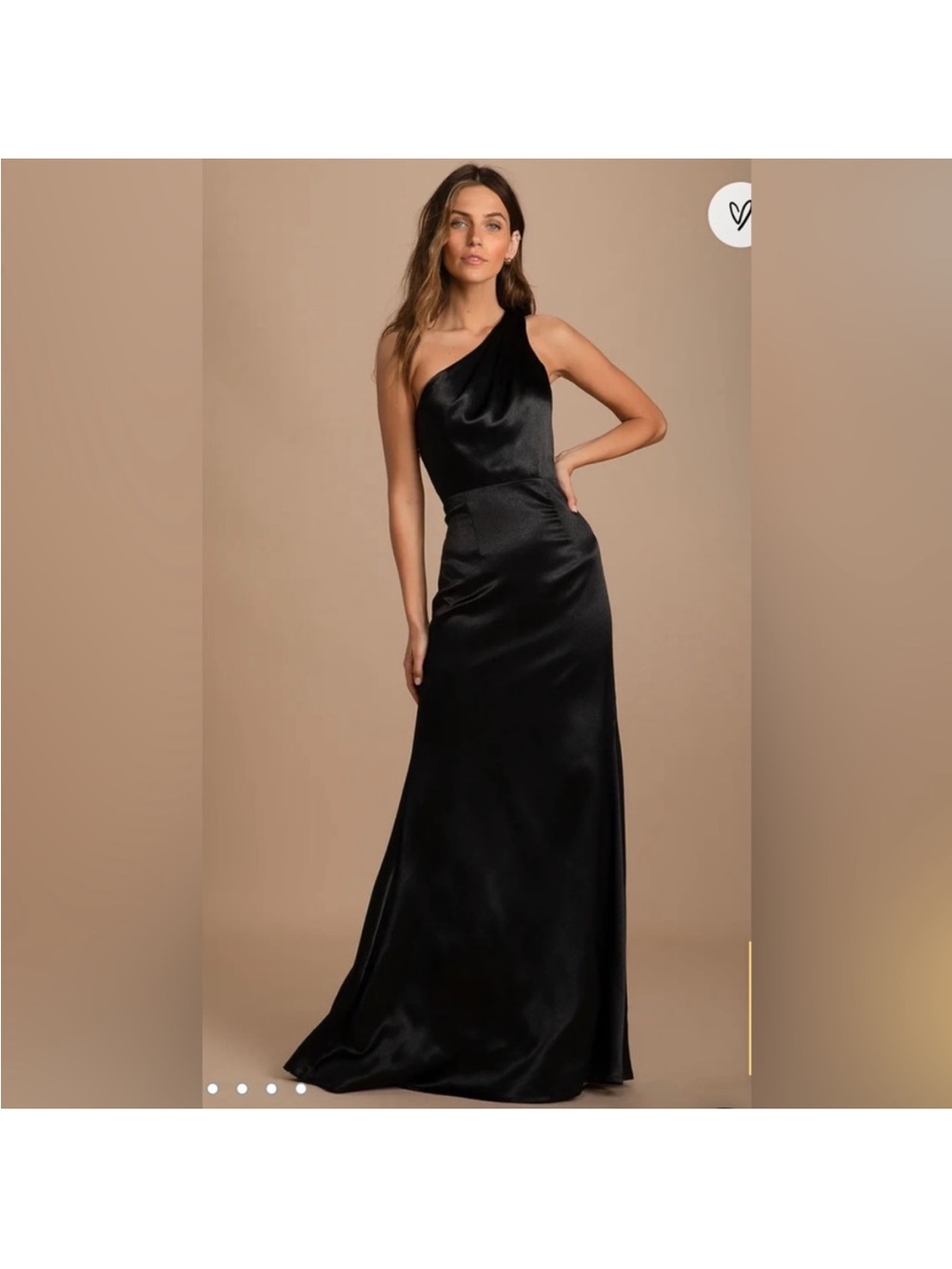 Lulu's One-Shoulder Black Satin Gown